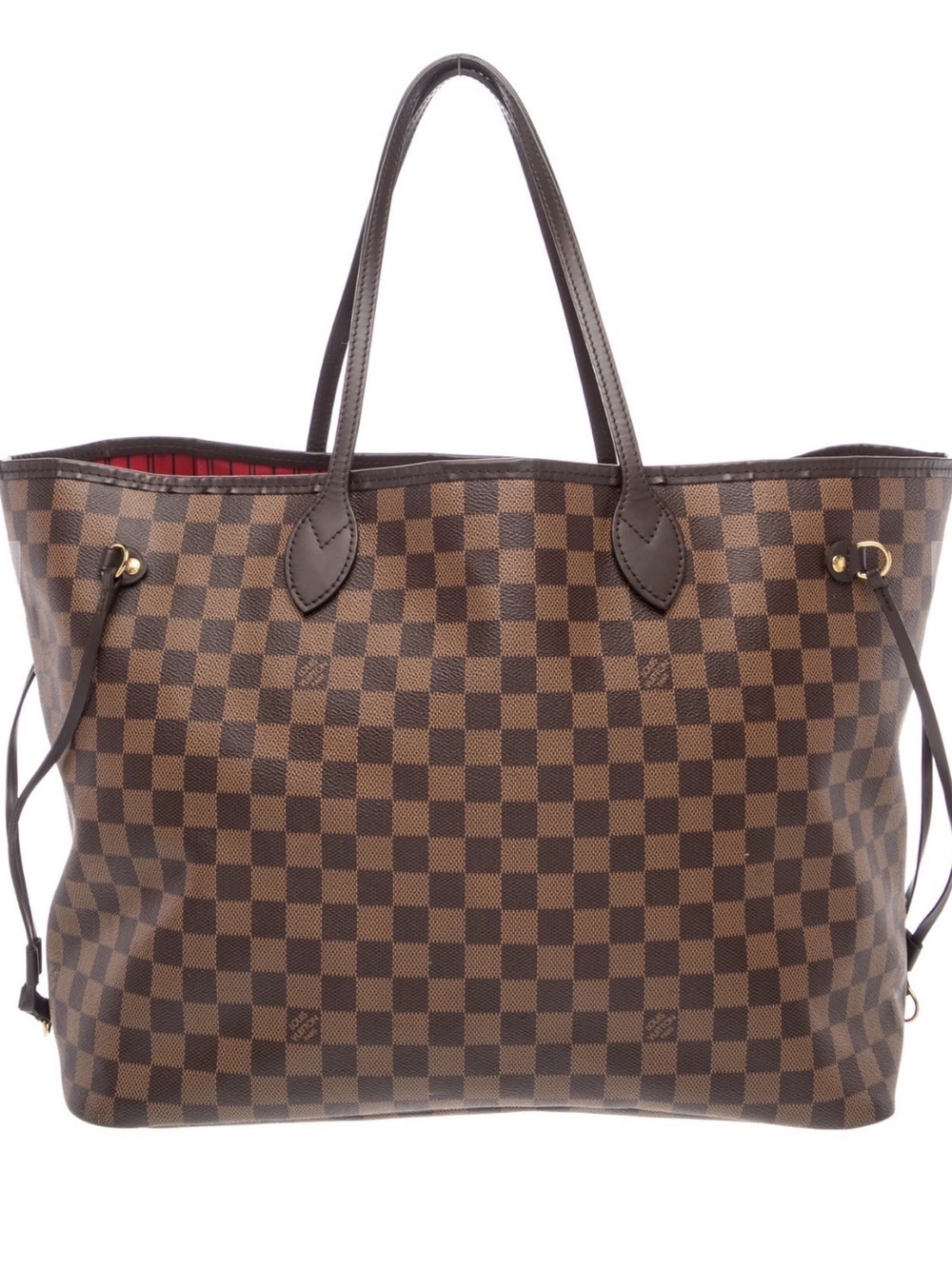 Louis Vuitton Damier Ebene Checkerboard Tote with Dark Brown Trim